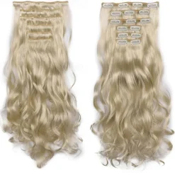 Clip In Hair Extension 20Inch 16 Clips Long Synthetic Hair Heat Resistant Hairpiece Natural Wavy Ombre Hair Piece 6Pcs/Set