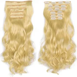 Clip In Hair Extension 20Inch 16 Clips Long Synthetic Hair Heat Resistant Hairpiece Natural Wavy Ombre Hair Piece 6Pcs/Set