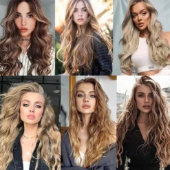 Clip In Hair Extension 20Inch 16 Clips Long Synthetic Hair Heat Resistant Hairpiece Natural Wavy Ombre Hair Piece 6Pcs/Set