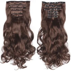 Clip In Hair Extension 20Inch 16 Clips Long Synthetic Hair Heat Resistant Hairpiece Natural Wavy Ombre Hair Piece 6Pcs/Set