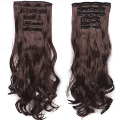 Clip In Hair Extension 20Inch 16 Clips Long Synthetic Hair Heat Resistant Hairpiece Natural Wavy Ombre Hair Piece 6Pcs/Set