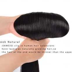 Clip In Hair Extensions Human Hair 7 Pcs Pack Silky Straight Black Hair Extensions