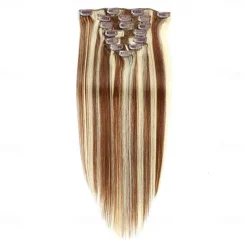 Clip In Hair Extensions Remy Human Hair Clip On Hair Extensions 7 Pcs 100 g Pack Straight Blonde 14-24 inch Hair Extensions