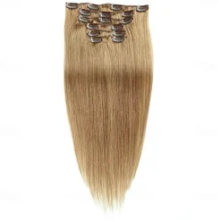 Clip In Hair Extensions Remy Human Hair Clip On Hair Extensions 7 Pcs 100 g Pack Straight Blonde 14-24 inch Hair Extensions