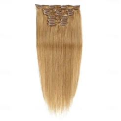 Clip In Hair Extensions Remy Human Hair Clip On Hair Extensions 7 Pcs 100 g Pack Straight Blonde 14-24 inch Hair Extensions