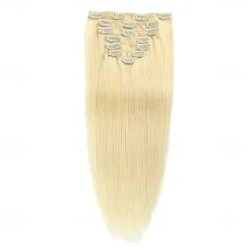 Clip In Hair Extensions Remy Human Hair Clip On Hair Extensions 7 Pcs 100 g Pack Straight Blonde 14-24 inch Hair Extensions