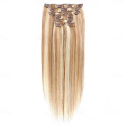 Clip In Hair Extensions Remy Human Hair Clip On Hair Extensions 7 Pcs 100 g Pack Straight Blonde 14-24 inch Hair Extensions