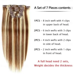 Clip In Hair Extensions Remy Human Hair Clip On Hair Extensions 7 Pcs 100 g Pack Straight Blonde 14-24 inch Hair Extensions
