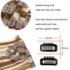 Clip In Hair Extensions Remy Human Hair Clip On Hair Extensions 7 Pcs 100 g Pack Straight Blonde 14-24 inch Hair Extensions