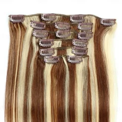 Clip In Hair Extensions Remy Human Hair Clip On Hair Extensions 7 Pcs 100 g Pack Straight Blonde 14-24 inch Hair Extensions