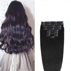 Clip in Hair Extensions Real Human Hair 9pcs 130g Jet Black Hair Extensions Straight Natural Soft Thick Remy Extensions Straight Clip in Hair Extensions Human Hair 22inch Jet Black Color