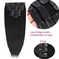 Clip in Hair Extensions Real Human Hair 9pcs 130g Jet Black Hair Extensions Straight Natural Soft Thick Remy Extensions Straight Clip in Hair Extensions Human Hair 22inch Jet Black Color