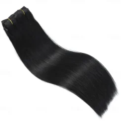 Clip in Hair Extensions Real Human Hair 9pcs 130g Jet Black Hair Extensions Straight Natural Soft Thick Remy Extensions Straight Clip in Hair Extensions Human Hair 22inch Jet Black Color