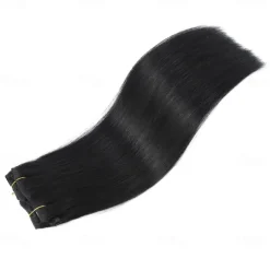 Clip in Hair Extensions Real Human Hair 9pcs 130g Jet Black Hair Extensions Straight Natural Soft Thick Remy Extensions Straight Clip in Hair Extensions Human Hair 22inch Jet Black Color