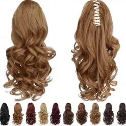 Clip in PonytailClip Claw Blonde Ponytails Extension Wavy 14 4.3 OZ Black Hair Extensions Synthetic SYXLCYGG Fake Hair pieces white Women Girl 12 16 20 Curly 22 Straight Fluffy&not Tangled