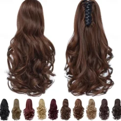 Clip in PonytailClip Claw Blonde Ponytails Extension Wavy 14 4.3 OZ Black Hair Extensions Synthetic SYXLCYGG Fake Hair pieces white Women Girl 12 16 20 Curly 22 Straight Fluffy¬ Tangled