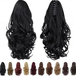 Clip in PonytailClip Claw Blonde Ponytails Extension Wavy 14 4.3 OZ Black Hair Extensions Synthetic SYXLCYGG Fake Hair pieces white Women Girl 12 16 20 Curly 22 Straight Fluffy¬ Tangled