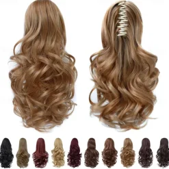 Clip in PonytailClip Claw Blonde Ponytails Extension Wavy 14 4.3 OZ Black Hair Extensions Synthetic SYXLCYGG Fake Hair pieces white Women Girl 12 16 20 Curly 22 Straight Fluffy¬ Tangled