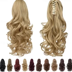 Clip in PonytailClip Claw Blonde Ponytails Extension Wavy 14 4.3 OZ Black Hair Extensions Synthetic SYXLCYGG Fake Hair pieces white Women Girl 12 16 20 Curly 22 Straight Fluffy¬ Tangled