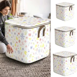 Clothes Storage Bags Large Capacity, Closet Organizers and Storage Bins, Foldable Wardrobe Storage with Lids and Handles for Blanket Comforter Clothing Bedding, Containers Box (L)