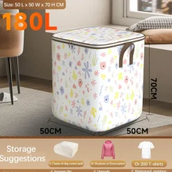 Clothes Storage Bags Large Capacity, Closet Organizers and Storage Bins, Foldable Wardrobe Storage with Lids and Handles for Blanket Comforter Clothing Bedding, Containers Box (L)