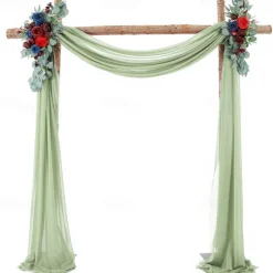 75*600cm Arched Door Gauze Curtain Outdoor Forest Lawn Wedding Decoration Hanging Curtain Wedding Decoration Cloth Curtain Pearl Chiffon Curtain