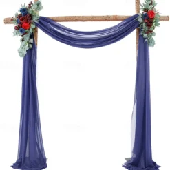 75*600cm Arched Door Gauze Curtain Outdoor Forest Lawn Wedding Decoration Hanging Curtain Wedding Decoration Cloth Curtain Pearl Chiffon Curtain