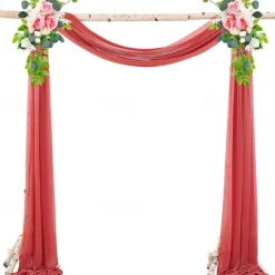 75*600cm Arched Door Gauze Curtain Outdoor Forest Lawn Wedding Decoration Hanging Curtain Wedding Decoration Cloth Curtain Pearl Chiffon Curtain