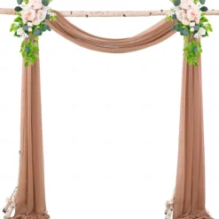 75*600cm Arched Door Gauze Curtain Outdoor Forest Lawn Wedding Decoration Hanging Curtain Wedding Decoration Cloth Curtain Pearl Chiffon Curtain