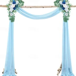 75*600cm Arched Door Gauze Curtain Outdoor Forest Lawn Wedding Decoration Hanging Curtain Wedding Decoration Cloth Curtain Pearl Chiffon Curtain