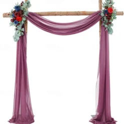 75*600cm Arched Door Gauze Curtain Outdoor Forest Lawn Wedding Decoration Hanging Curtain Wedding Decoration Cloth Curtain Pearl Chiffon Curtain
