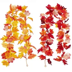 170CM Artificial Maple Vine, Fall Maple Leaf Garland, Outdoor Garden DIY Decoration, Wedding Festival Party Decoration, Autumn Thanksgiving Halloween Room Decor