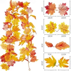 170CM Artificial Maple Vine, Fall Maple Leaf Garland, Outdoor Garden DIY Decoration, Wedding Festival Party Decoration, Autumn Thanksgiving Halloween Room Decor