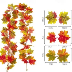 170CM Artificial Maple Vine, Fall Maple Leaf Garland, Outdoor Garden DIY Decoration, Wedding Festival Party Decoration, Autumn Thanksgiving Halloween Room Decor