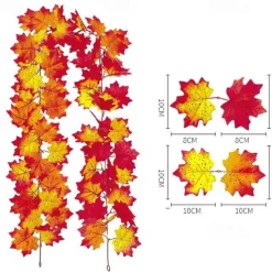170CM Artificial Maple Vine, Fall Maple Leaf Garland, Outdoor Garden DIY Decoration, Wedding Festival Party Decoration, Autumn Thanksgiving Halloween Room Decor