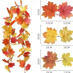 170CM Artificial Maple Vine, Fall Maple Leaf Garland, Outdoor Garden DIY Decoration, Wedding Festival Party Decoration, Autumn Thanksgiving Halloween Room Decor
