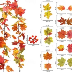 170CM Artificial Maple Vine, Fall Maple Leaf Garland, Outdoor Garden DIY Decoration, Wedding Festival Party Decoration, Autumn Thanksgiving Halloween Room Decor