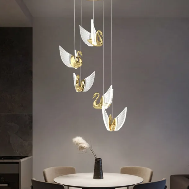 60cm Cluster Design Pendant Light LED Swan Design Metal Artistic Style Electroplated Contemporary Modern 220-240V