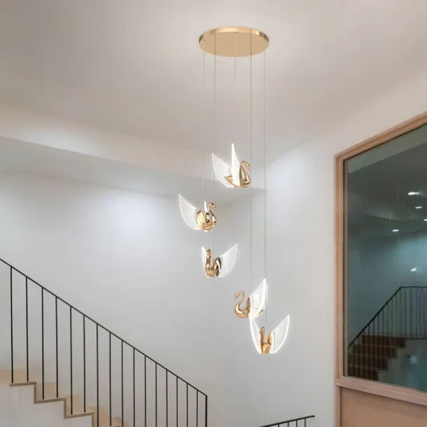 60cm Cluster Design Pendant Light LED Swan Design Metal Artistic Style Electroplated Contemporary Modern 220-240V