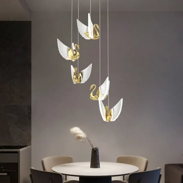 60cm Cluster Design Pendant Light LED Swan Design Metal Artistic Style Electroplated Contemporary Modern 220-240V