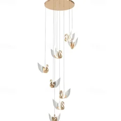 60cm Cluster Design Pendant Light LED Swan Design Metal Artistic Style Electroplated Contemporary Modern 220-240V