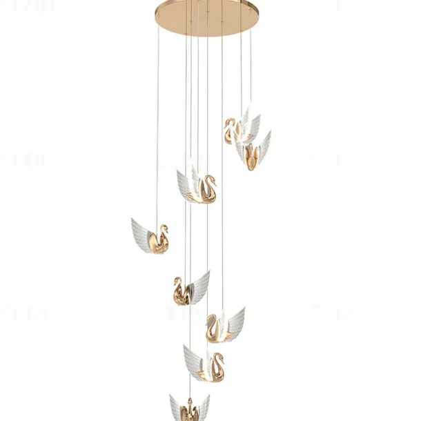 60cm Cluster Design Pendant Light LED Swan Design Metal Artistic Style Electroplated Contemporary Modern 220-240V