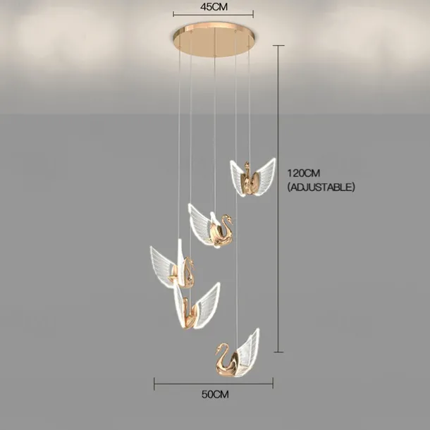 60cm Cluster Design Pendant Light LED Swan Design Metal Artistic Style Electroplated Contemporary Modern 220-240V