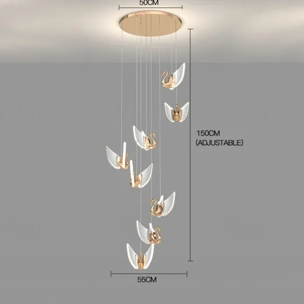 60cm Cluster Design Pendant Light LED Swan Design Metal Artistic Style Electroplated Contemporary Modern 220-240V