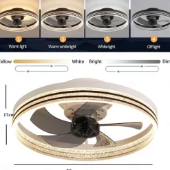 50cm LED Ceiling Fan Light Ceiling Fan Metal Painted Finishes Modern 220-240V