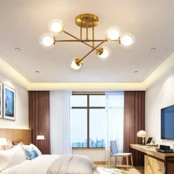 58cm LED Ceiling Light Nordic Sputnik Design Black Gold Globe Design Glass Chandelier Metal Artistic Style Sputnik Industrial Painted Finishes Artistic Nordic Style 110-120V 220-240V