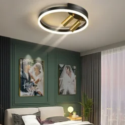 40cm LED Ceiling Light Nordic Modern Black Gold Circle Design Flush Mount Lights Metal Painted Finishes Nature Inspired 220-240V