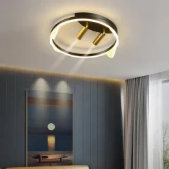 40cm LED Ceiling Light Nordic Modern Black Gold Circle Design Flush Mount Lights Metal Painted Finishes Nature Inspired 220-240V