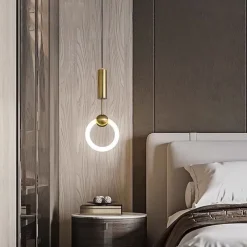 20cm LED Pendant Light Modern Nordic Ring Circle Desgin Bedside Light Living Room Bedroom Dining Room Metal Electroplated Modern 110-120V 220-240V