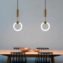 20cm LED Pendant Light Modern Nordic Ring Circle Desgin Bedside Light Living Room Bedroom Dining Room Metal Electroplated Modern 110-120V 220-240V